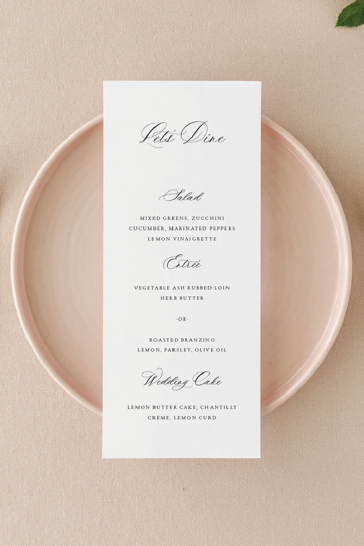 Menu Plate Cards