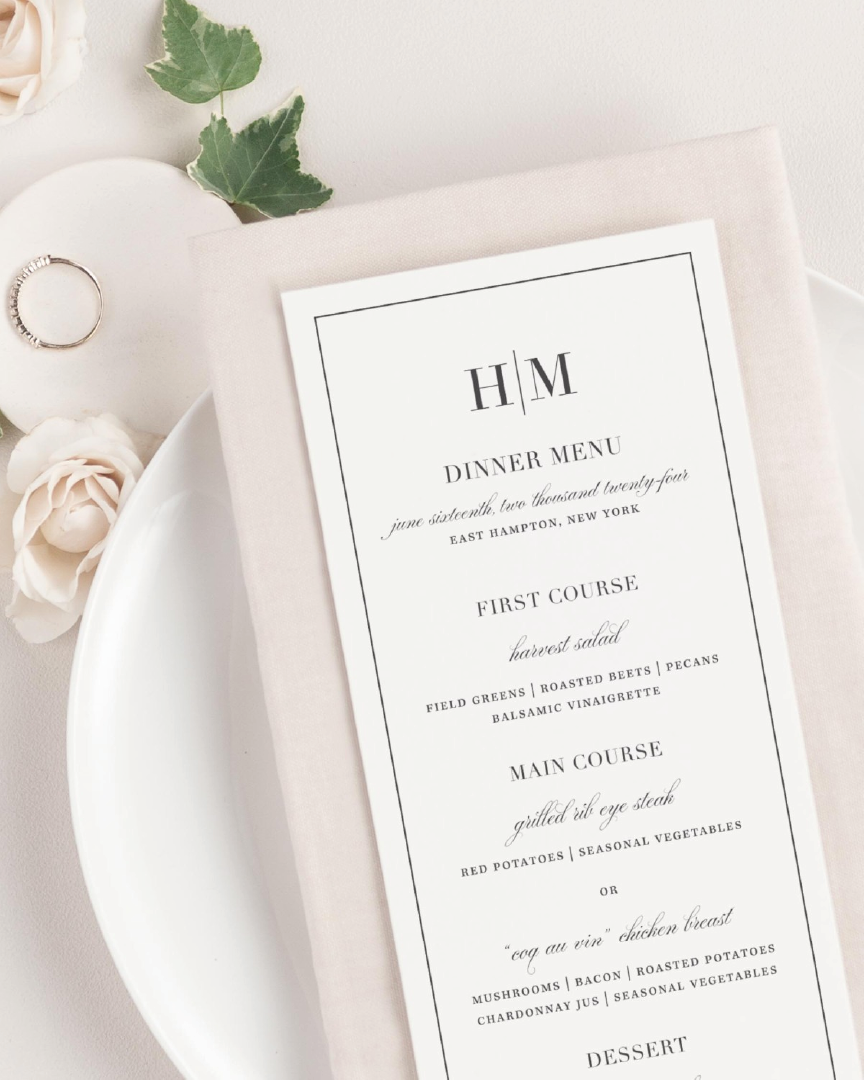 Menu Plate Cards